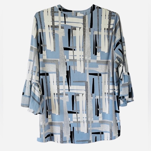 ALFANI women’s 3/4 Flared Sleeve 1/2 Button Front Sz L - Picture 7 of 8